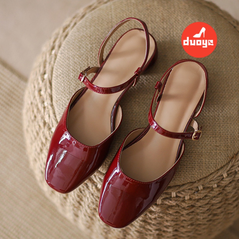 Giày Sandal Da Bóng Mũi Vuông Phong Cách Thời Trang Mùa Hè 2021 Dễ Phối Đồ