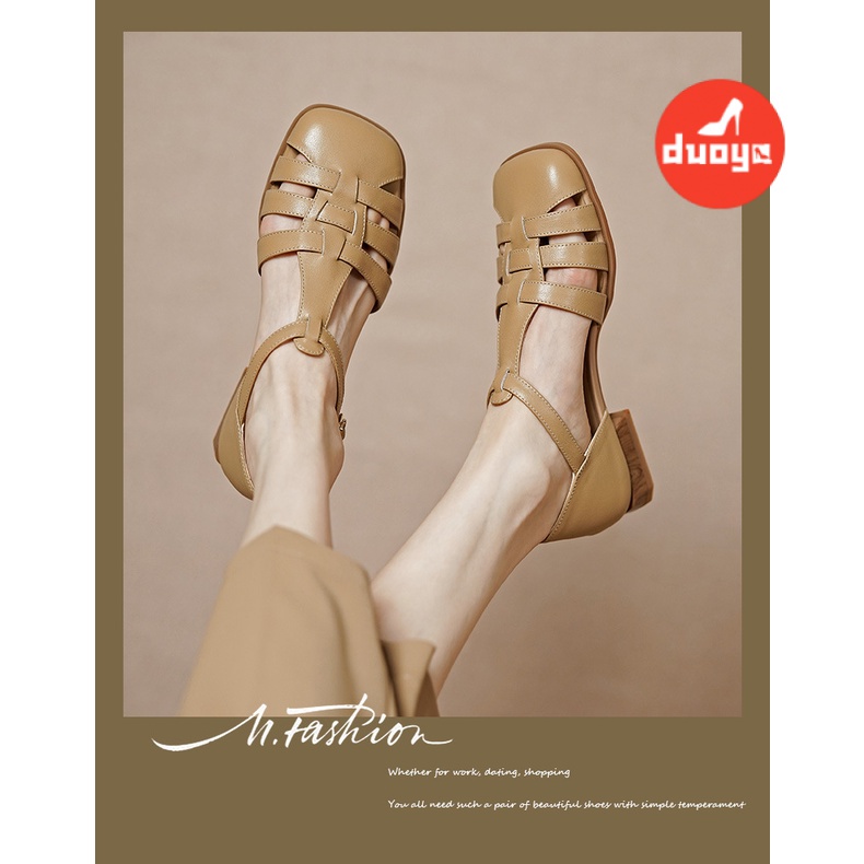 Duoya Factory~[Hàng Có Sẵn] Giày Sandal Đế Dày Mũi Vuông Rỗng Đính Đá Pha Lê Phong Cách Hàn Quốc Kiểu Mới Chống Va Đập Phối Dây Thắt Nơ Màu Bạc Dày Cao Gót Chống Va Đập Cho Nữ