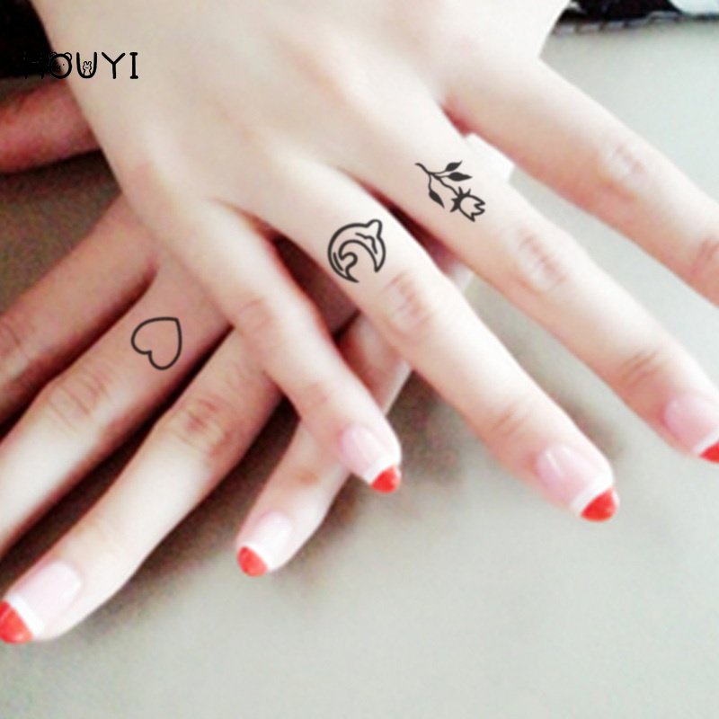 Hình Xăm Dán Tạm Thời Họa Tiết Ngôi Sao / Mặt Cười / Trái Tim / Hoa Đơn Giản Chống Thấ