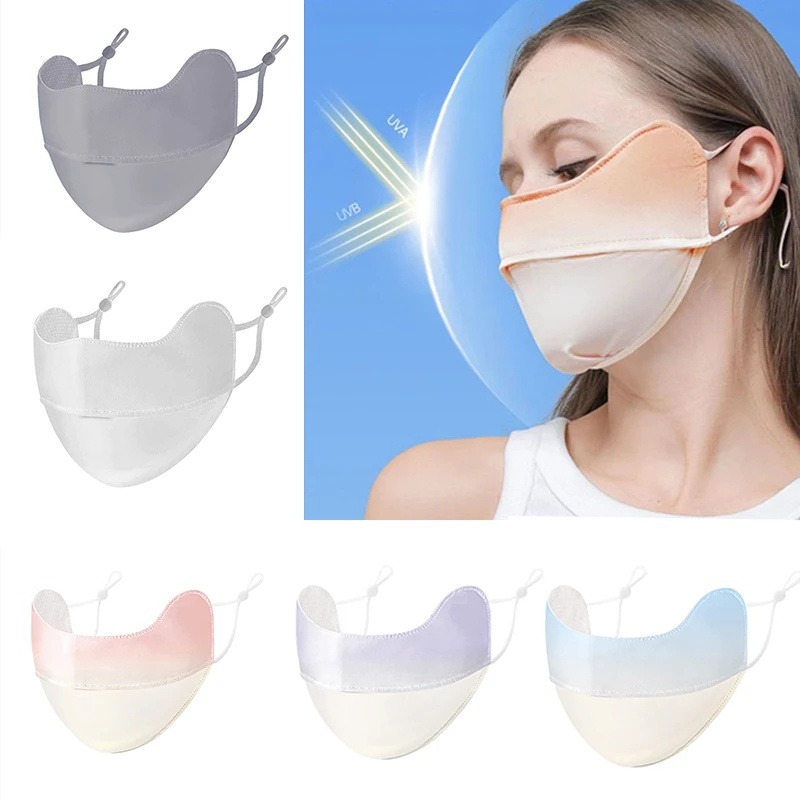 Khẩu Trang Thể Thao Bằng Lụa Lạnh Màu Sắc Gradient Nhanh Khô Thoáng Khí Chống Tia UV Có Thể Điều Chỉnh Dành