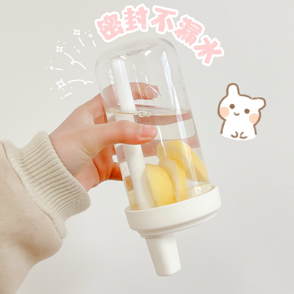 Bình Nước Thể Thao Trong Suốt Cỡ Lớn Có Ống Hút Phong Cách Hàn Quốc
