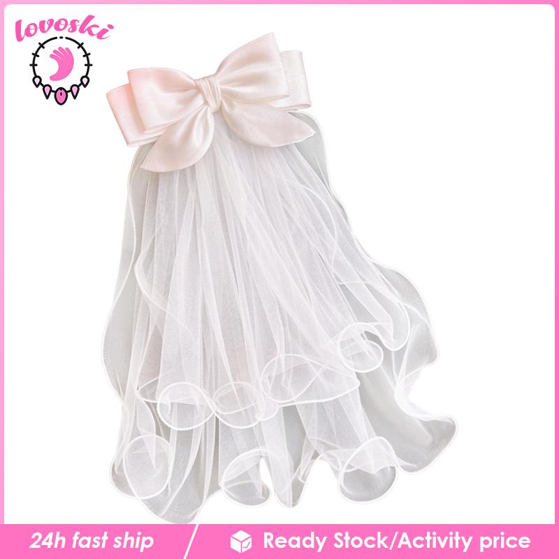 [Lovoski] Nơ Cài Tóc Cô Dâu Màu Trắng Thời Trang Chất Lượng Tốt