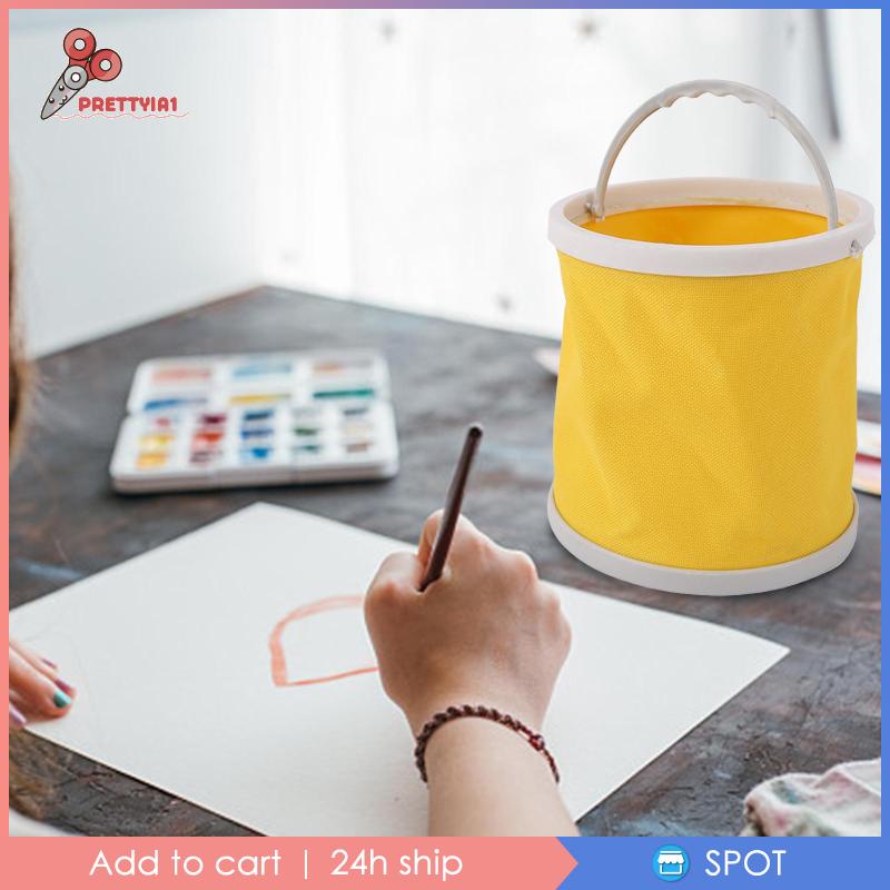 Xô Đựng Cọ Vẽ Bằng Vải Canvas Kèm Giá Đỡ Nhỏ Gọn Tiện Dụng Prettyia1