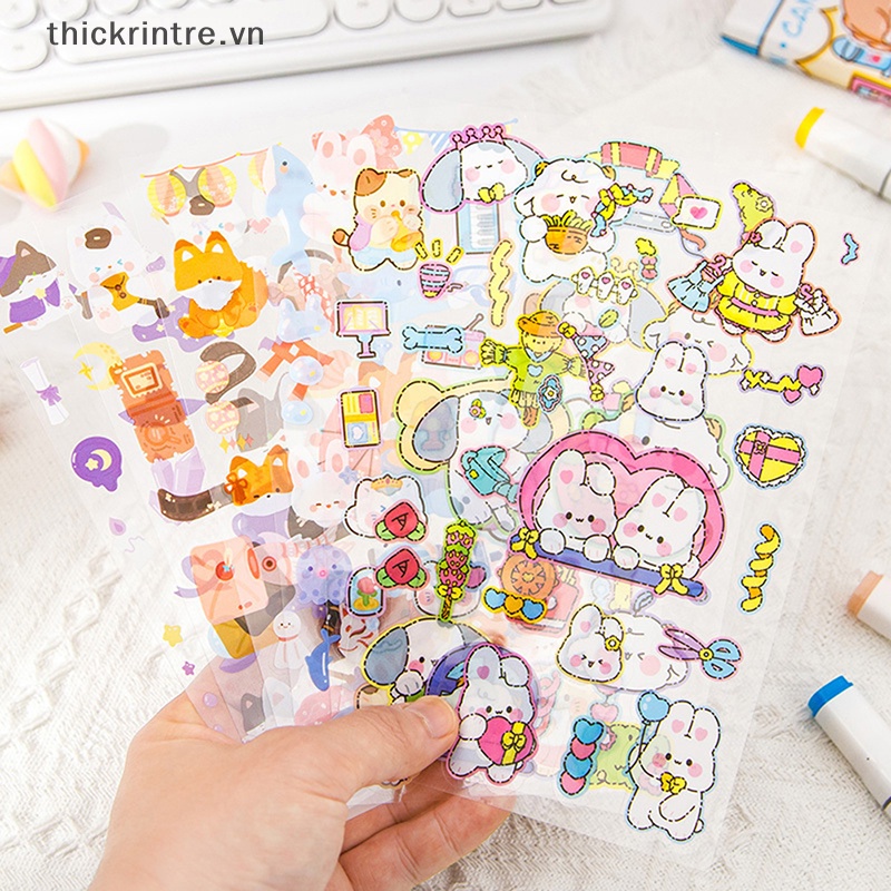 Bộ 5 Nhãn Dán Hình Thỏ Gấu Đáng Yêu Trang Trí Sổ Tay / Nhật Ký DIY