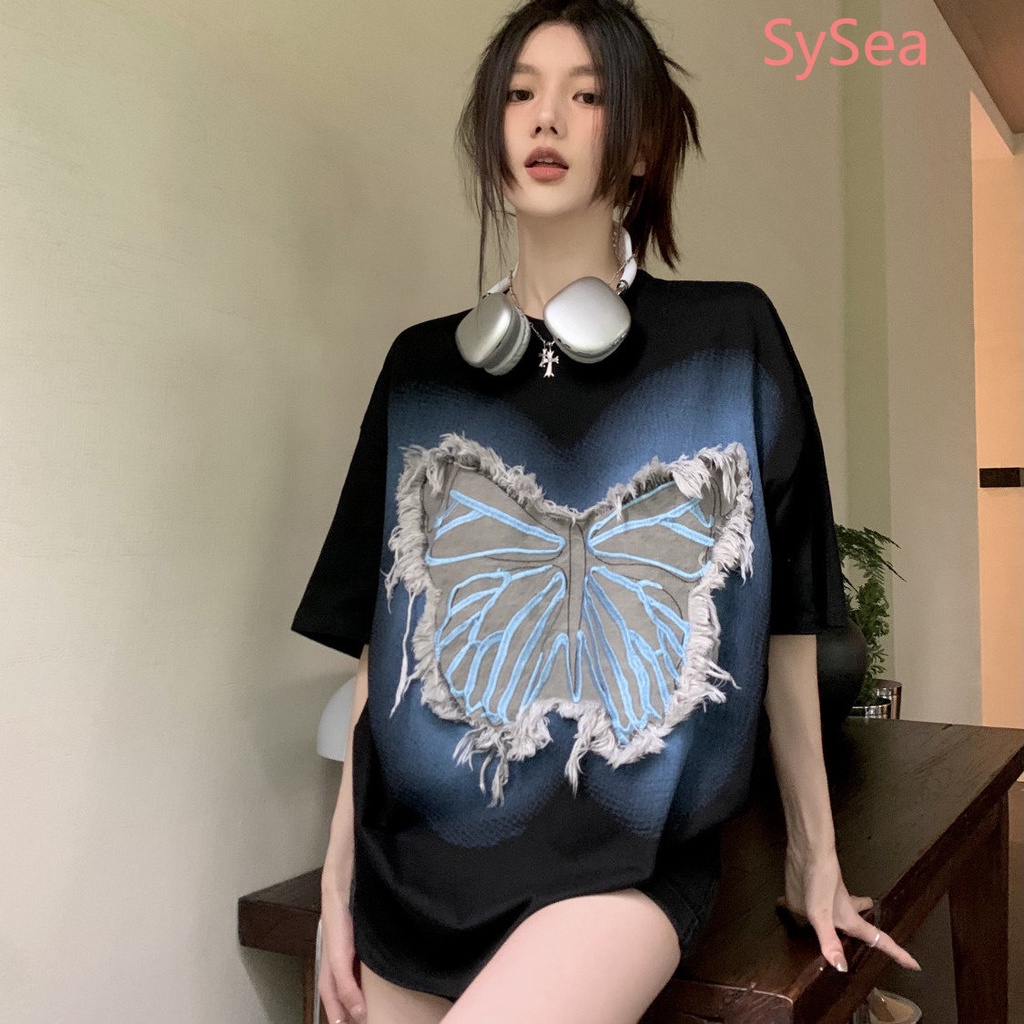 Áo Sơ Mi Thêu Hình Bướm Phong Cách Hàn Quốc Cho Nữ