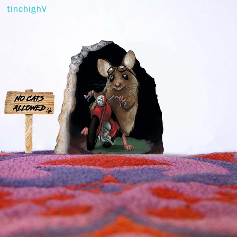 1 Miếng Dán Tường Trang Trí Hình Lỗ Chuột 3D Sáng Tạo Mẫu 2021