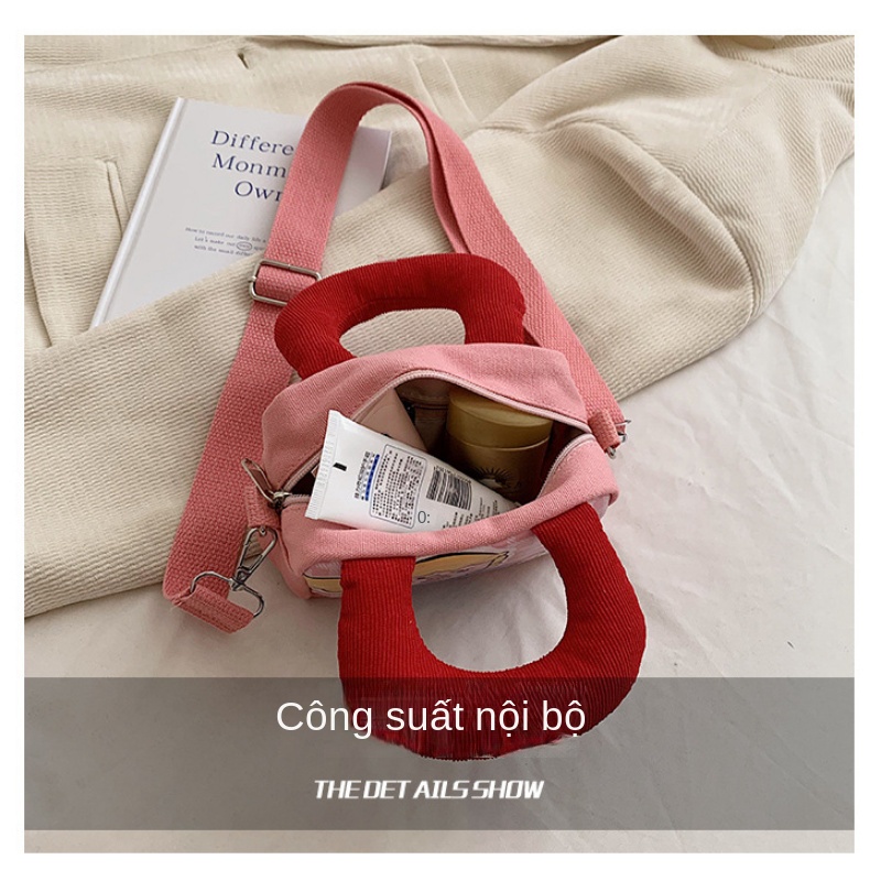 Túi Đeo Chéo Vải canvas Dáng Vuông Nhỏ Họa Tiết Hoạt Hình Thời Trang Xuân Hè 2023 Mới