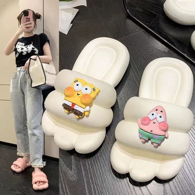 Dép Sandal Xốp Đế Phẳng Mềm Mại Chân To Dễ Thương Thời Trang Mùa Hè 2023 Dành Cho Bạn Nữ / Nam Mang Ngoài Trời