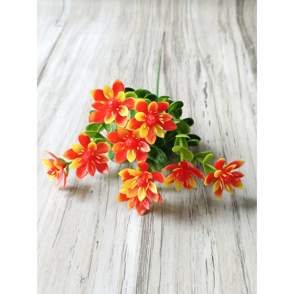 Cành hoa lá điểm cỏ chiêm điểm sen VI129 , hoa giả trang trí