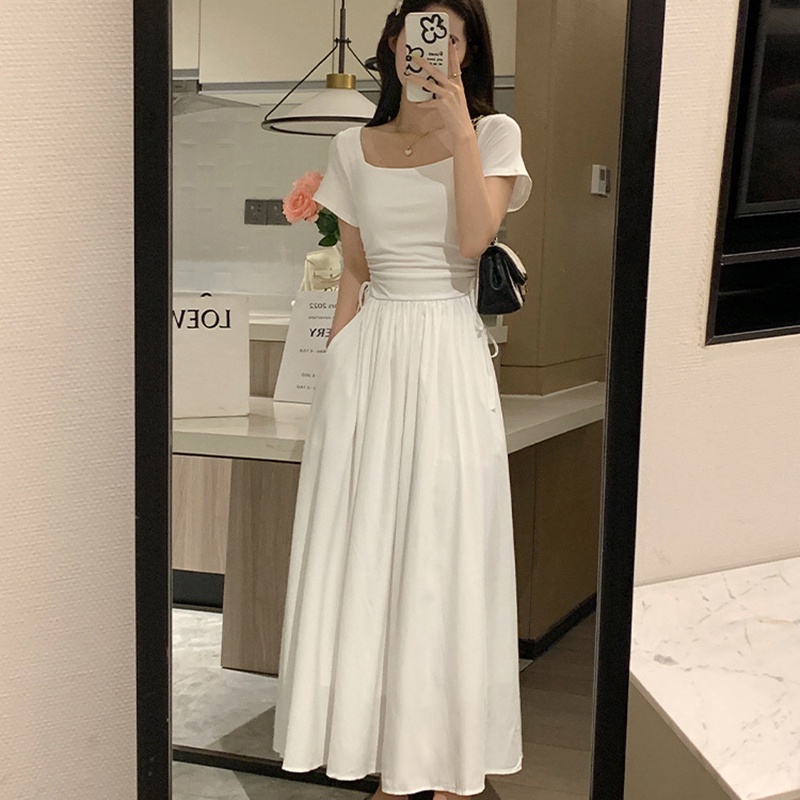 IELGY         Đầm Trắng Dáng Ôm Phong Cách Phương Tây Cho Nữ