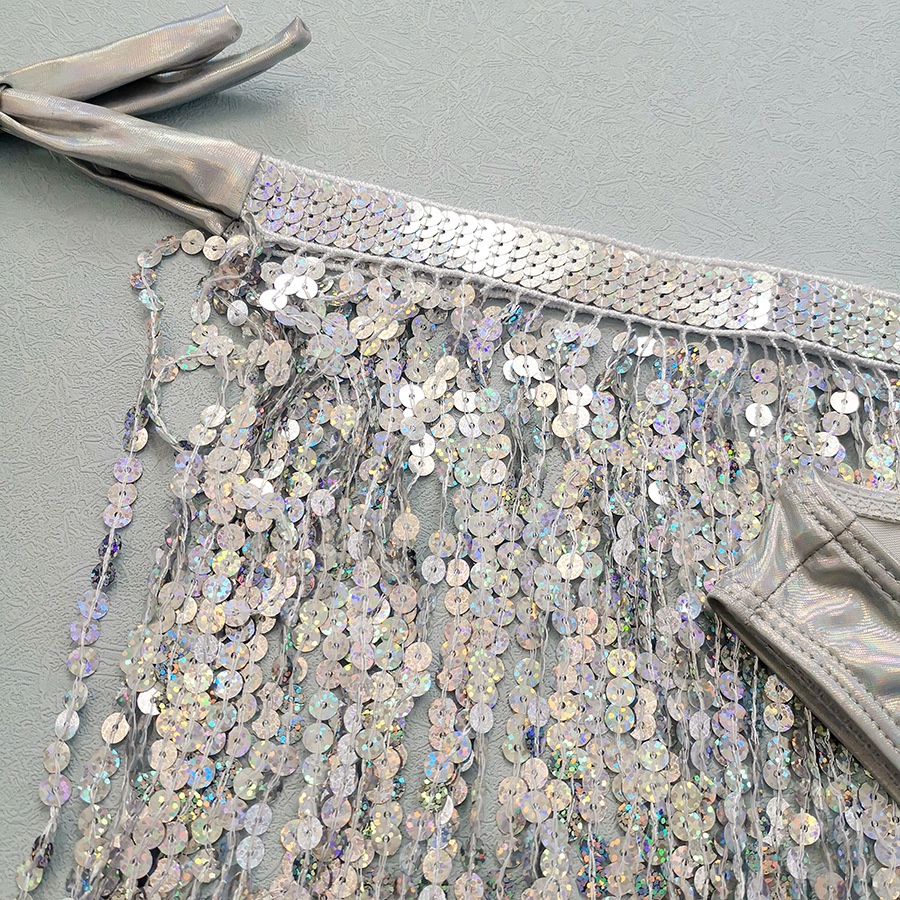 Bộ Bikini 3 Mảnh Đính Kim Sa Tua Rua Phong Cách Âu Mỹ Quyến Rũ Cho Nữ