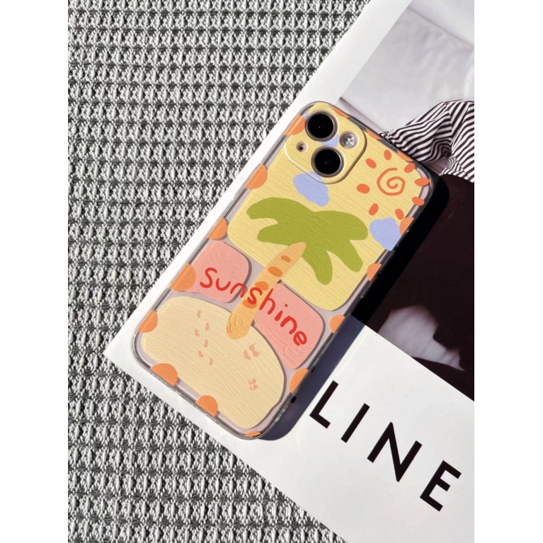 ✅Ốp Điện Thoại Trong Suốt In Hình Cây Dừa Cho Iphone 12 / 14promaxxspro xrplus8 / Beach 713