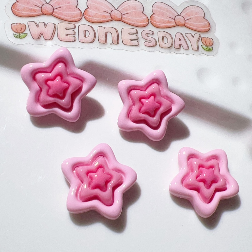 Bộ 20 Phụ Kiện Trang Trí Điện Thoại / Kẹp Tóc Hình Ngôi Sao 3 Lớp Bằng Nhựa Resin DIY