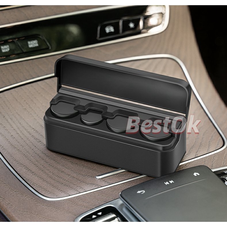 1 Hộp Đựng Tiền Xu Màu Đen Tiện Dụng Cho Xe Hơi