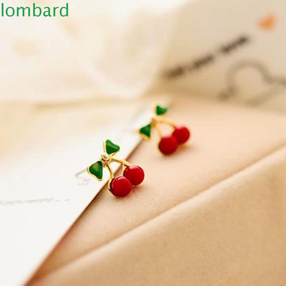 Bông Tai Hình Trái Cherry Đính Nơ Xinh Xắn Cho Nữ