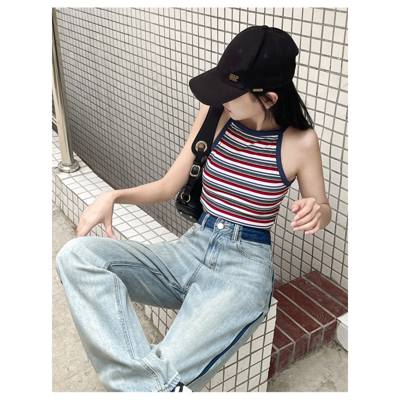 Quần Jean Dài Dáng Rộng Lưng Cao Phối Màu Thời Trang Cá Tính