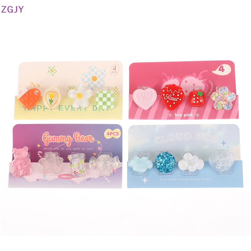 Set 4 Kẹp Tài Liệu Bằng Nhựa Họa Tiết Hoạt Hình Dễ Thương Mới