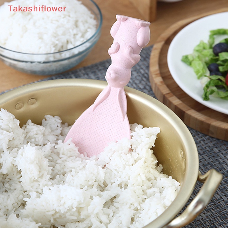 (Takashiflower) Muỗng Xới Cơm Hình Thỏ Bằng Lúa Mạch Không Dính Có Thể Đứng Đ