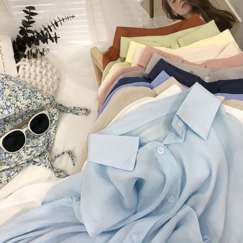 Áo Sơ Mi Tay Dài Màu Sắc Thời Trang Dành Cho Nữ