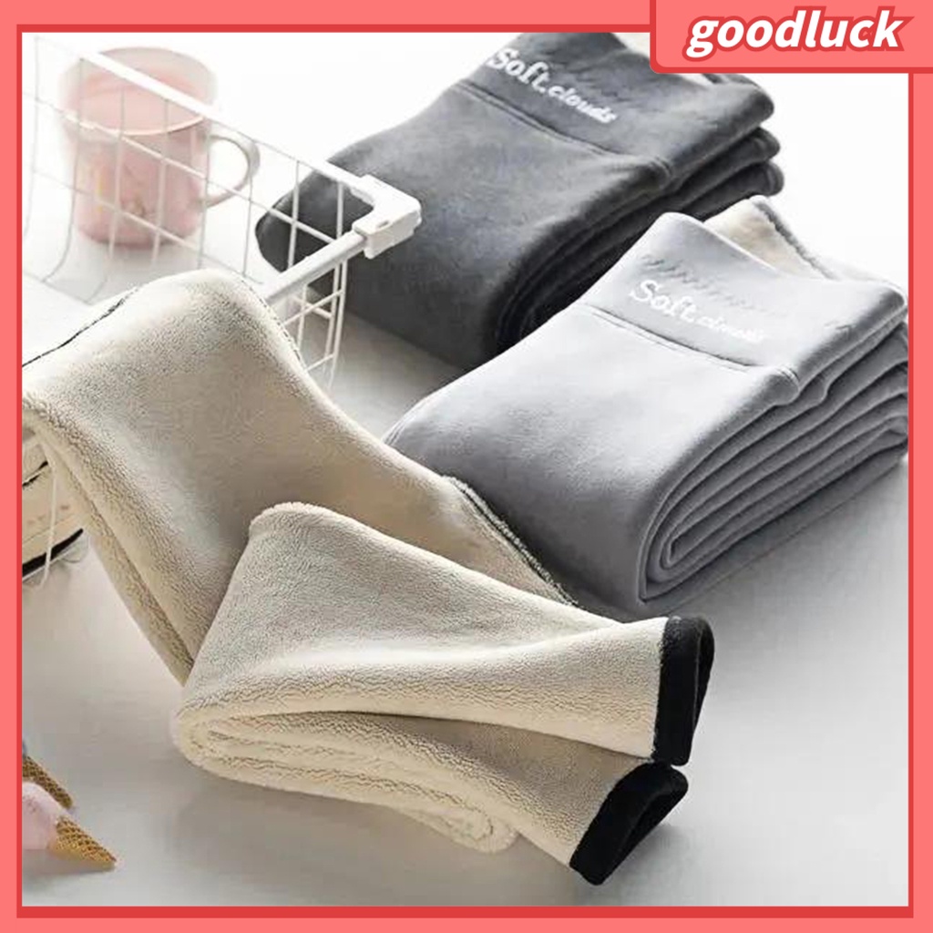 [ULK] Quần Legging Lưng Cao Màu Trơn Lót Lông Cừu Co Giãn Tốt Giữ Ấm Mùa Thu Đông Dành Cho Nữ Mặc Hàng Ngày