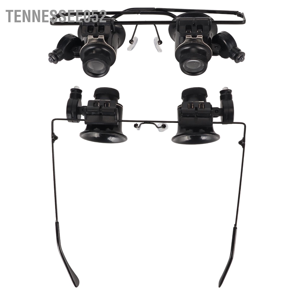 Tennessee052 Kính lúp sửa chữa đồng hồ 20X Đèn LED Công cụ thẩm định thợ kim hoàn hai mắt