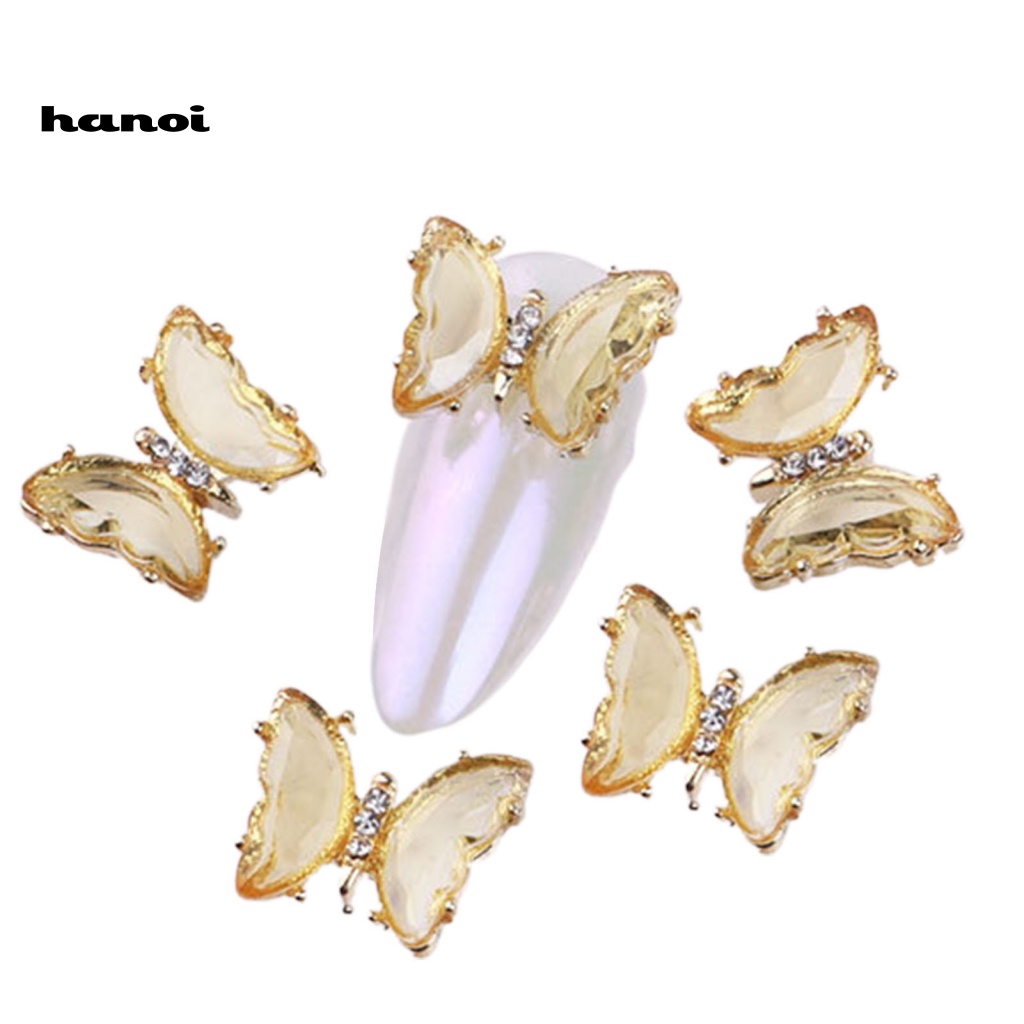 Set 5 Phụ Kiện Trang Trí Móng Tay Hình Bướm 3D Nhiều Màu Sắc