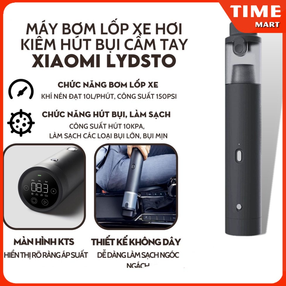 [ CHÍNH HÃNG ] Máy bơm lốp xe hơi kiêm máy hút bụi cầm tay Xiaomi Lydsto. Áp suất cao 150PSI, Màn hình LED cảm ứng