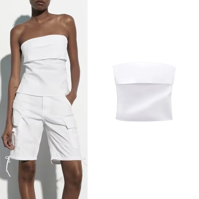 Zara Áo Sơ Mi Trắng Hở Vai Thiết Kế Xếp Ly Phong Cách Pháp Thời Trang Cao Cấp 2631210