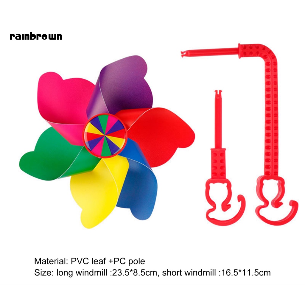 &lt; Rainbrown &gt; Cối Xay Gió Xe Đạp Dáng Dài / Ngắn Đa Năng Hình Hoa / Trái Tim Hoạt Hình Nhiều Màu Thông Dụng Trang Trí Xe Đạp Trẻ Em