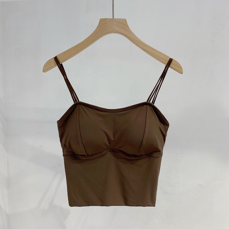 Áo Lót Thể Thao Bằng Lụa Lạnh Dày Không Đường May Với Đệm Ngực Chữ U Lớn Ôm Ngực Lưng Đẹp Cho Nữ