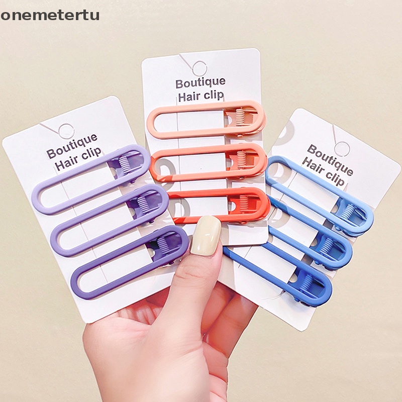 Set 3 Kẹp Tóc Kim Loại Màu Sắc Kẹo Ngọt Xinh Xắn