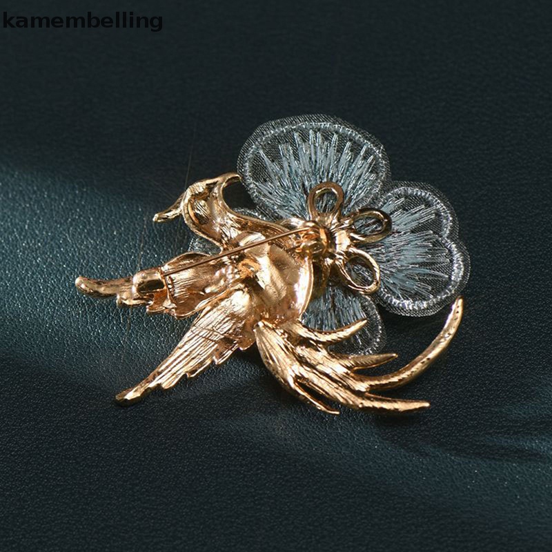 Trâm Cài Áo Hình Chim Phượng Hoàng Và Hoa Đính Ngọc Trai Tráng Men Thời Trang Cho Nữ