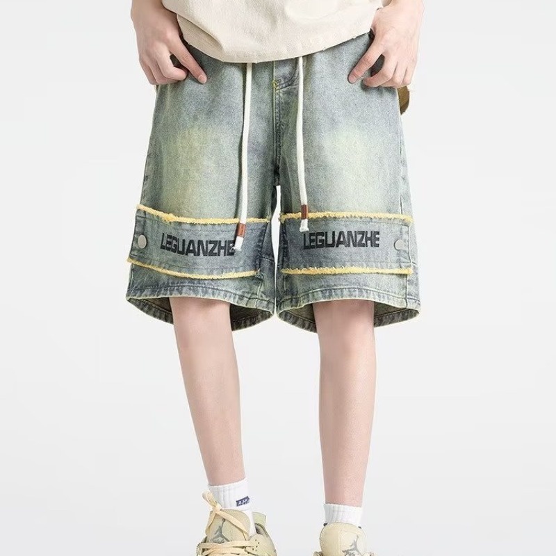 Quần Short denim Dáng Rộng Phong Cách Đường Phố Mỹ Mới Cho Nam Và Nữ