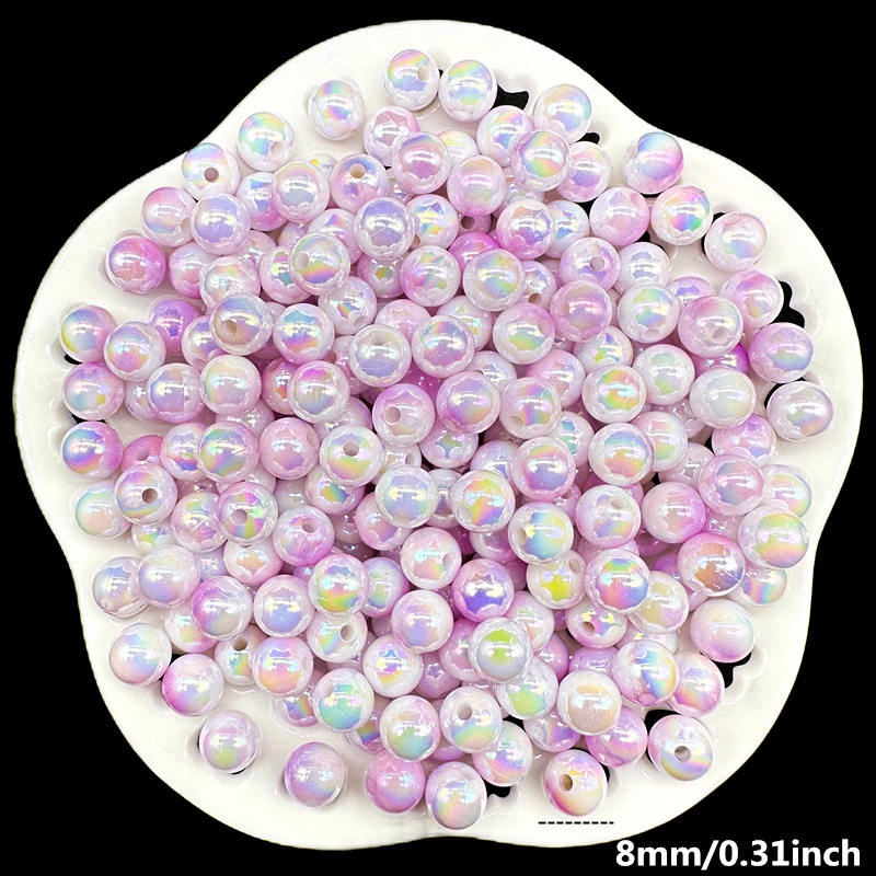 Túi 50 Hạt Xỏ Lỗ 8mm Bằng Acrylic Nhiều Màu Sắc Dùng Để Làm Trang Sức Thủ Công