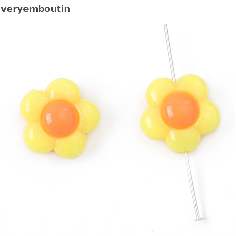 Set 20 / 40 Hạt Xỏ Lỗ Hình Hoa Nhiều Màu Sắc Dùng Để Làm Đồ Trang Sức Thủ Công