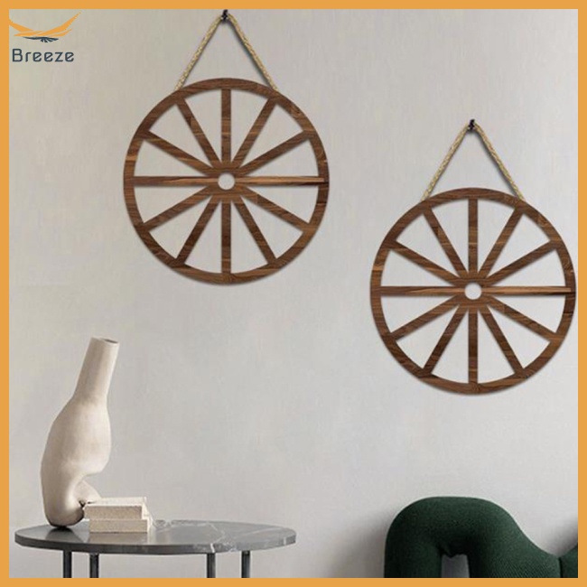 Set 2 Bánh Xe Gỗ Treo Tường Trang Trí Phong Cách Vintage