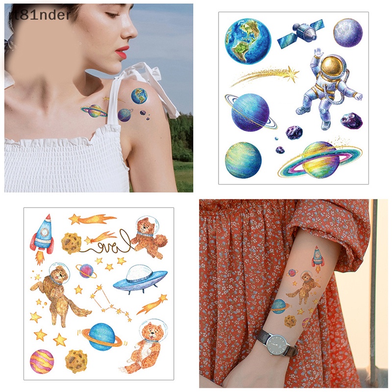 Rt Hình Xăm Dán Tạm Thời Họa Tiết Hoạt Hình Không Gian Taty Trẻ Em Tatouage Rockets n