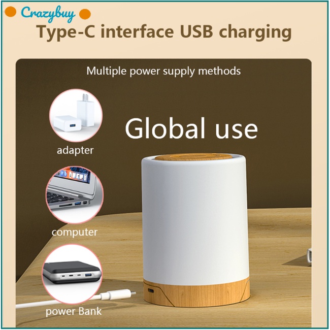 Cr Đèn Ngủ Led Cảm Ứng Chạm Đa Chức Năng Có Thể Sạc Lại Bằng Cổng Usb