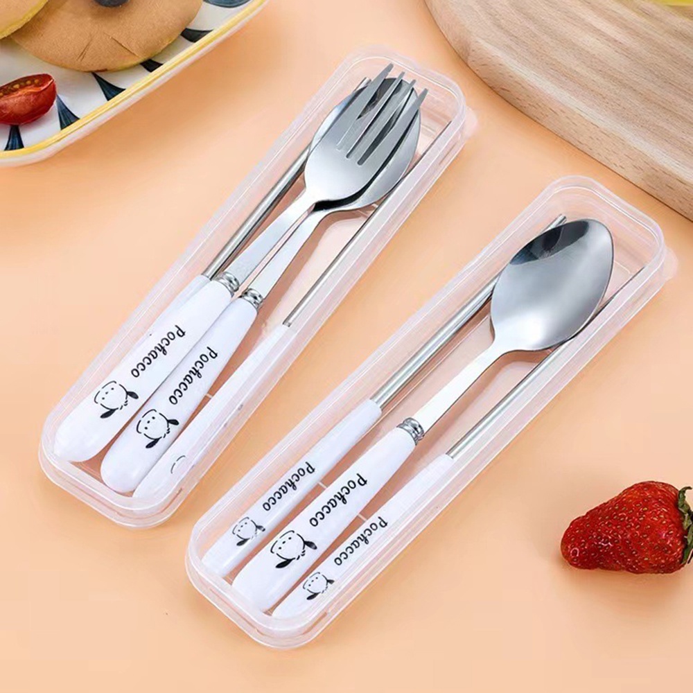 Set 3 Món Đũa Muỗng Nĩa Kèm Hộp Đựng Cho Trẻ Mẫu Giáo