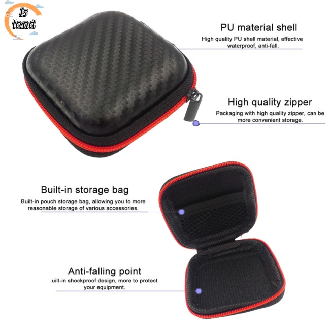 Túi Đựng Tai Nghe Thẻ Nhớ SD TF Hình Vuông Cứng Chống Ẩm Có Khóa Kéo Mini