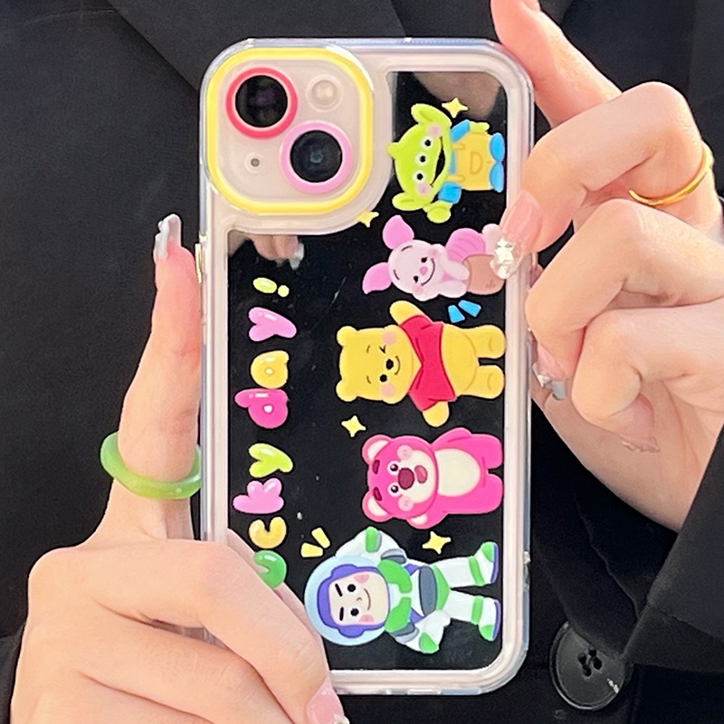 Ốp Điện Thoại Cứng Chống Sốc Tráng Gương Họa Tiết Gấu Pooh Cho iPhone14 / 13 / 12 / 11 / Pro / Max