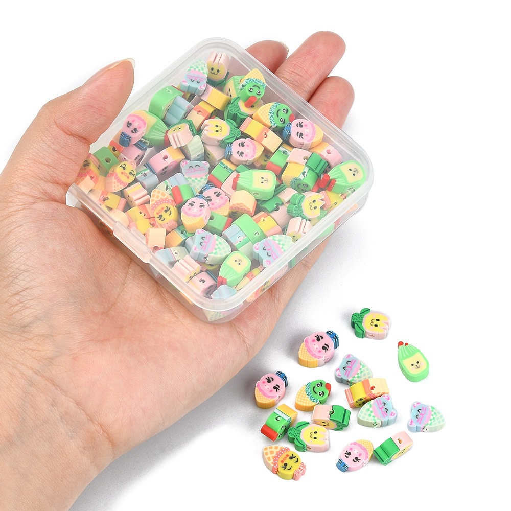 Hộp Hạt Đất Sét Mềm Hình Biểu Tượng Cảm Xúc Hỗn Hợp Dùng Làm Trang Sức