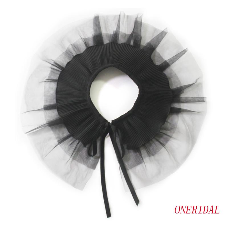 Oneri Áo Choàng Dệt Kim Phối Lưới Bèo Giả Hai Lớp Thắt Nơ Có Thể Tháo Rời Cho Nữ Acces