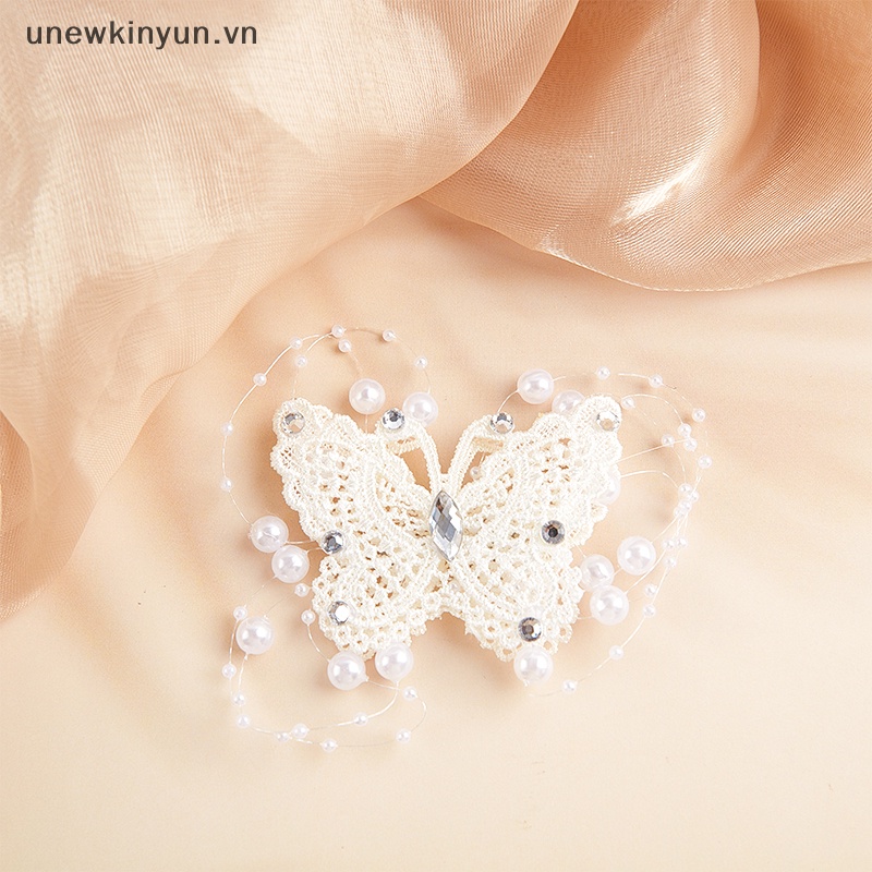 Kẹp Tóc Hình Bướm Đính Pha Lê &amp; Ngọc Trai Cho Cô Dâu