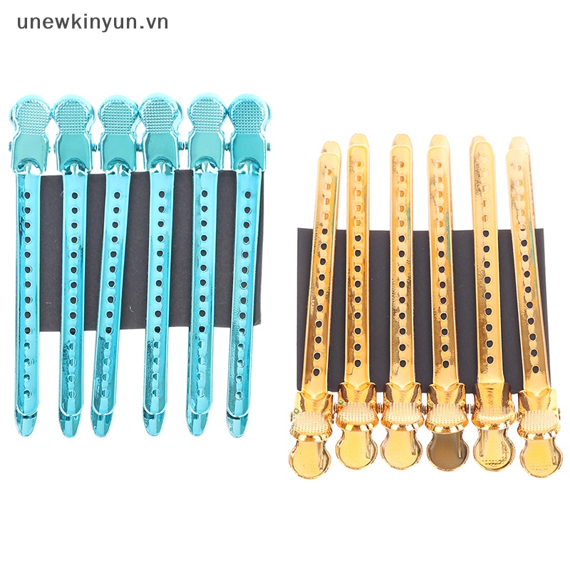 Set 6 Kẹp Mỏ Vịt Bằng Kim Loại Chuyên Dụng Cho Salon Làm Tóc