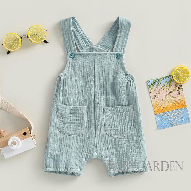 Bộ Áo Liền Quần Hai Dây Màu Trơn Thời Trang Mùa Hè Cho Bé Gái 0-24 Tháng Tuổi