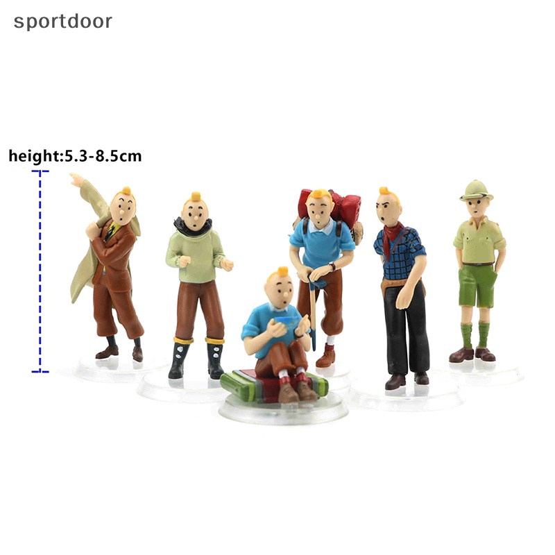 Set 6 Mô Hình Nhân Vật Phim Hoạt Hình The Adventures Of Tin Action Bằng PVC Kích Thước 8cm