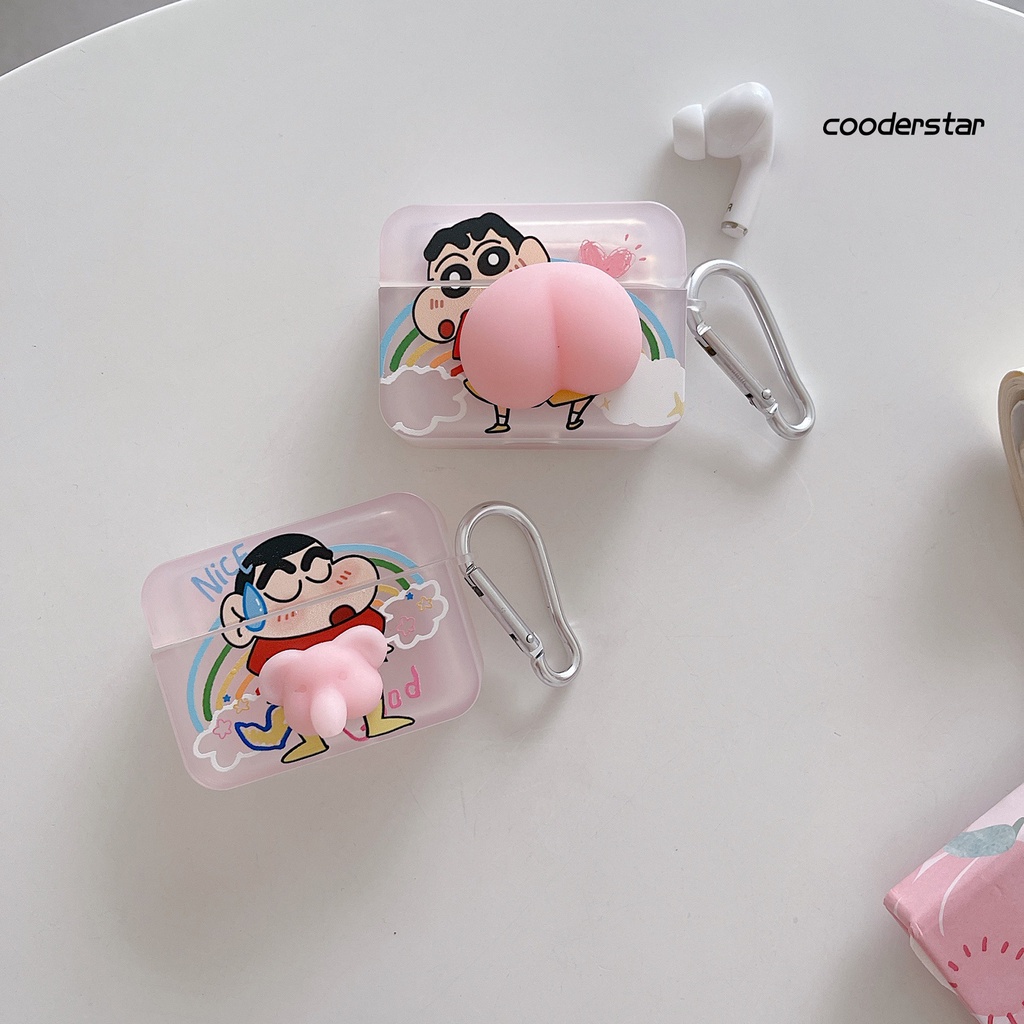 Vỏ Bảo Vệ Hộp Sạc Tai Nghe Airpods 1 / 2 / 3 / Pro Không Dây Chất Liệu TPU Chống Thấm Nước / Bụi / Rơi Hình Mông Cậu Bé Bút Chì Shin-chan 3