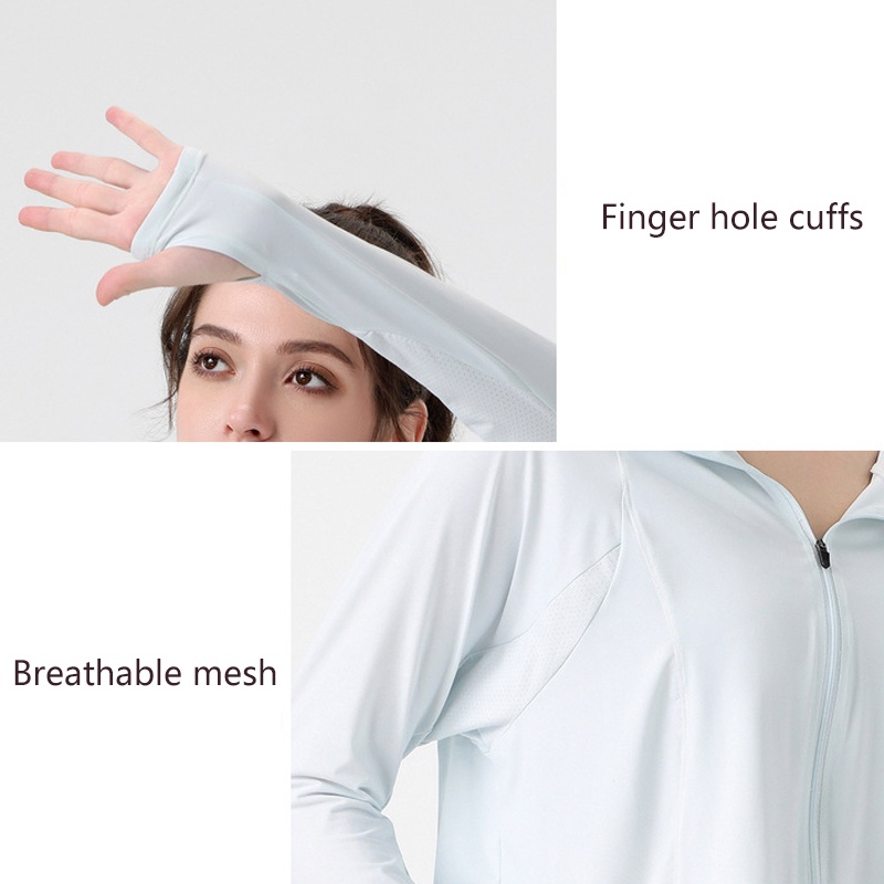 Lululemon Áo Khoác Thể Thao Có Mũ Trùm Đầu Chống Nắng Phối Khóa Ngón Tay  1328