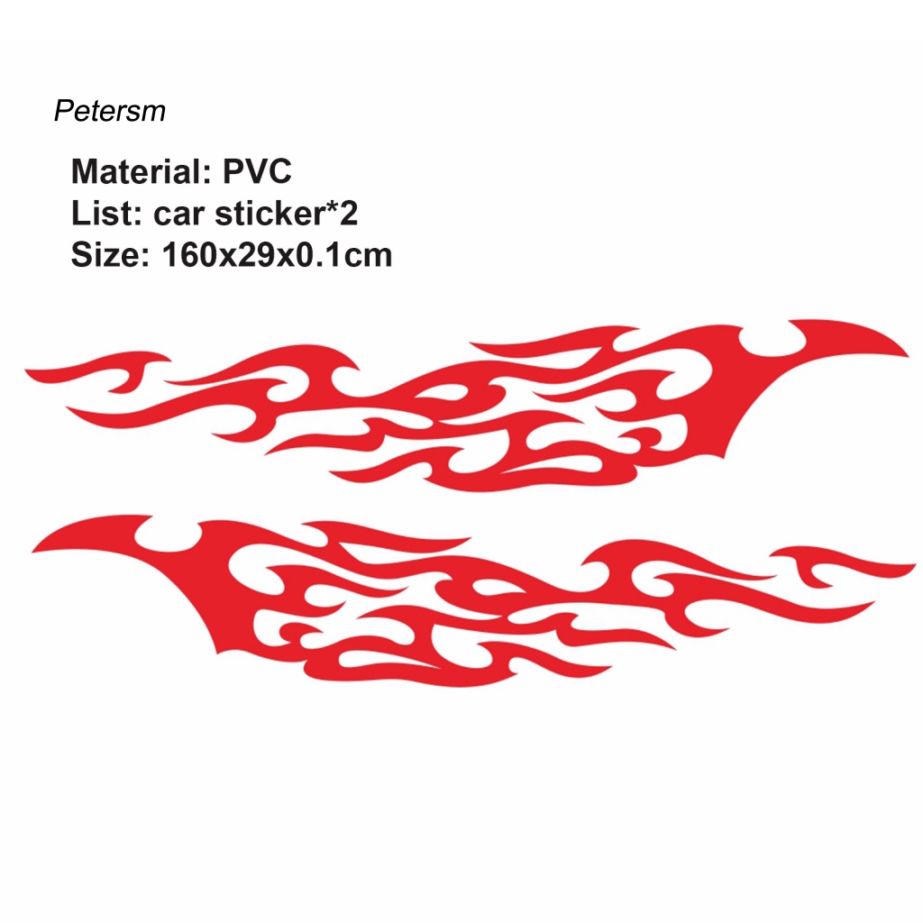 Bộ 2 Đề Can Dán Trang Trí Xe Hơi Bằng PP Họa Tiết Ngọn Lửa Vui Nhộn Thông Dụng